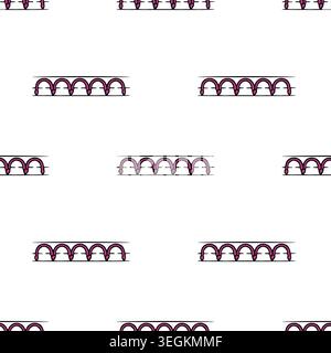 Seamless vector pattern of stylized pink sewing stitches on white background Stock Vector