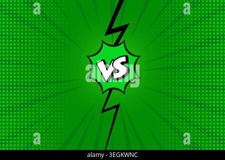VERSUS comic book colorful page template in green tones. Pop-art style. Vector design. Stock Vector