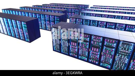 Server racks data server 3d transparent background Stock Photo