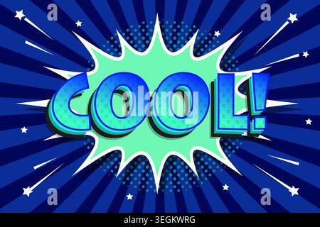 COOL comic book colorful page template in blue tones. Pop-art style. Vector design. Stock Vector