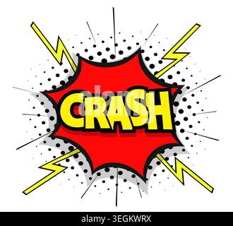 CRASH comic book colorful sign. Pop-art style. Vector design. Stock Vector