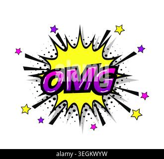 OMG comic book colorful sign. Pop-art style. Vector design. Stock Vector