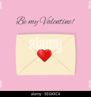 Valentine's day envelope with heart. Be my Valentine. Graphic design. Vector illustration. Stock Vector