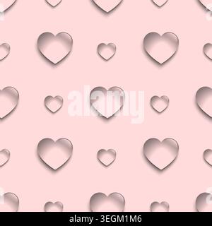Transparent heart drops on the pink background. Valentine's day seamless pattern. Graphic design. Vector illustration. Stock Vector