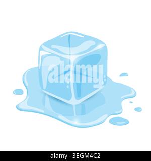 Ice cubes melting on white background. Vector design. Stock Vector