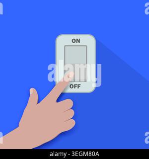 Hand turning off the light. Electric control concept. Vector graphic design. Stock Vector
