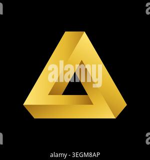 Triangle 3d golden logo, brand identity, business emblem. Vector design. Stock Vector