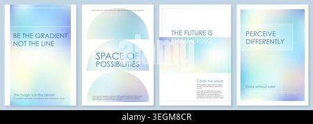 Hologram bg poster with pink blue iridescent gradient. Pastel holo paper texture. Light holographic blurry mirror. Abstract wavy effect in yellow patt Stock Vector