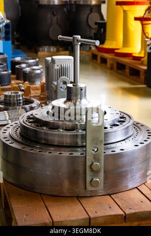Precision Industrial Machinery Component in Modern Factory Workshop Stock Photo