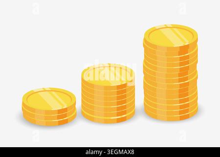 Gold coins diagram. Concept of capital growth. Vector design. Stock Vector