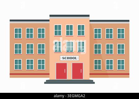 School building front view. Isolated. Vector design. Stock Vector