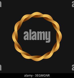 Twisted golden ring.  logo icon, bran identity, business emblem. Vector design. Stock Vector