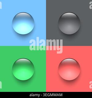 Waterdrop, raindrop or dew on a green, blue, red and grey background. Vector design. Stock Vector