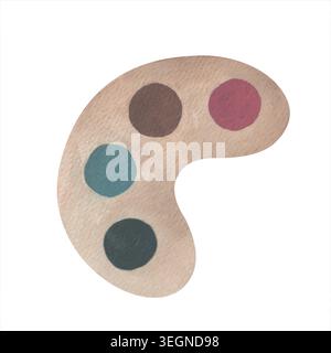 The icon Circular palette with paints on a wooden easel for artists, painting cartoon style. for educational, classroom and school themed projects Stock Vector
