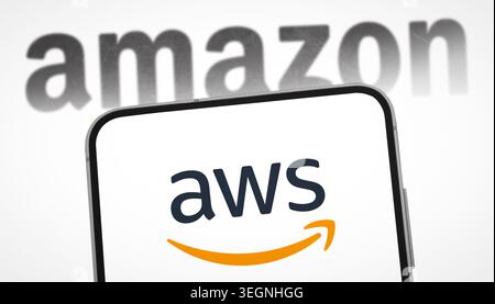 Amazon Web Service AWS cloud computing solution Stock Photo