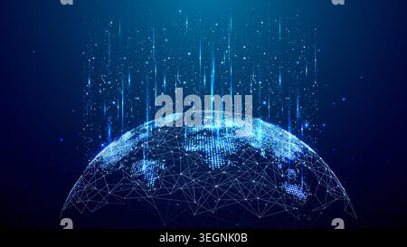 Global network connection with world map points Stock Vector