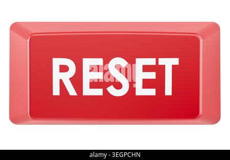 Red reset button, 3d rendering isolated on white background Stock Photo