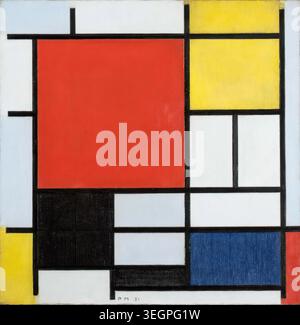 Composition with Large Red Plane, Yellow, Black, Grey and Blue, 1921 by Piet Mondrian Stock Vector