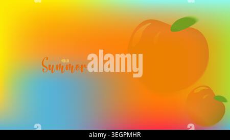 Vibrant summer mesh gradient background with Blurred Fruit soft color blends for ads, web design, banners, and marketing materials. vector illustration Stock Vector
