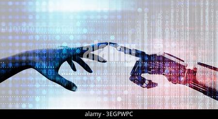 Human Robot Handshake Representing Digital Transformation Technology Future Stock Photo