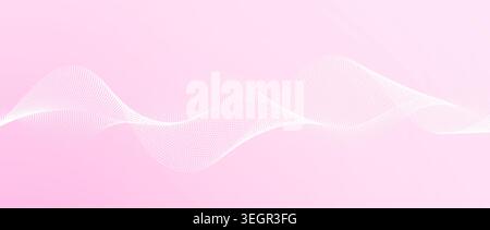 Pink rose dotted wave pattern background. Wavy curved dashed design element for poster, banner, presentation, booklet, brochure. Abstract halftone undulate flowing particle lines. Vector wallpaper Stock Vector