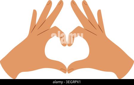 Simple illustration of two hands joining together to form a heart shape with the fingers Stock Vector