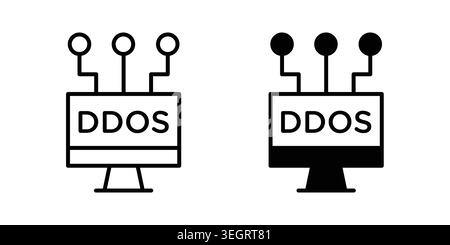Ddos icon vector template set in black Stock Vector