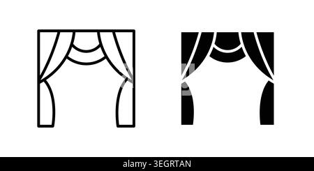 Curtains icon vector template set in black Stock Vector