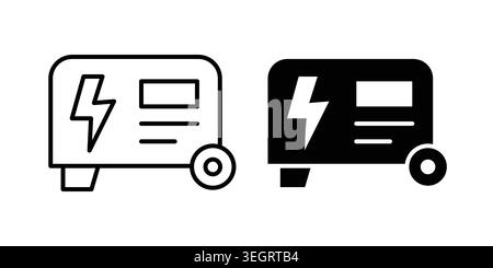 Electric generator icon vector template set in black Stock Vector