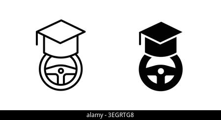 Driving school icon vector template set in black Stock Vector