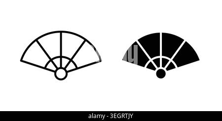 Hand fan icon vector template set in black Stock Vector