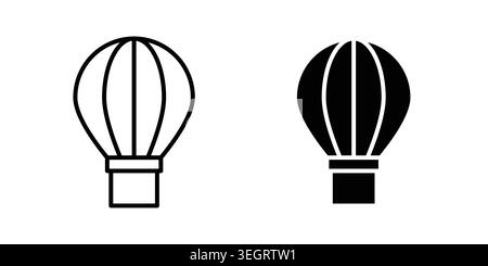 Hot air balloon icon vector template set in black Stock Vector