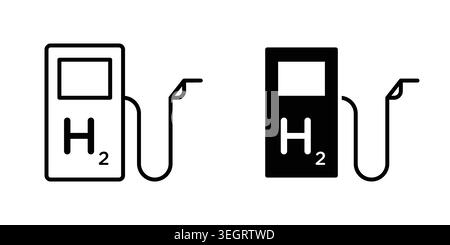hydrogen fuel pump icon vector template set in black Stock Vector
