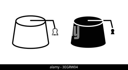Fez hat icon vector template set in black Stock Vector