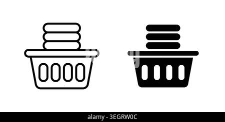 Laundry basket icon vector template set in black Stock Vector