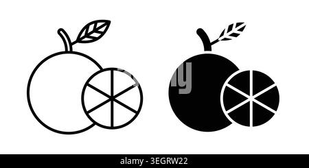 Grapefruit icon vector template set in black Stock Vector