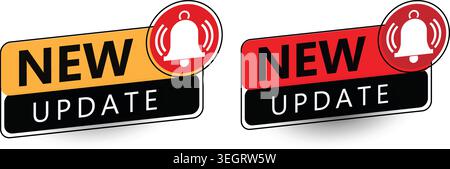 Modern New Update Badge Label Design for Notification Marketing Branding Stock Vector