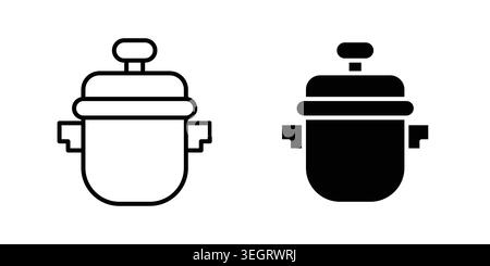 pressure cooker icon vector template set in black Stock Vector