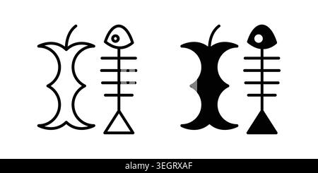 Organic waste icon vector template set in black Stock Vector