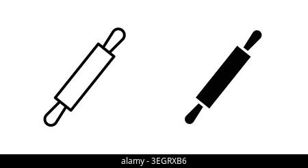 Rolling pin icon vector template set in black Stock Vector