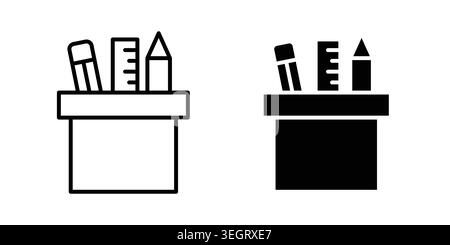 Pencil holder icon vector template set in black Stock Vector