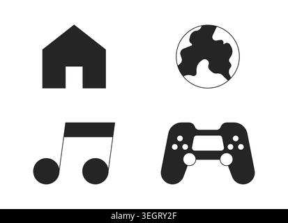 Basic app icons 2D line objects set Stock Vector