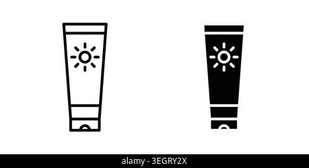 Sunscreen icon vector template set in black Stock Vector