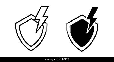 Broken shield icon vector template set in black Stock Vector