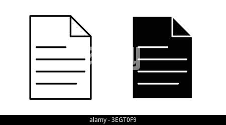 Document icon symbol. Vector illustration pack in black color. Stock Vector