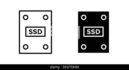 SSD drive icon vector template set in black Stock Vector