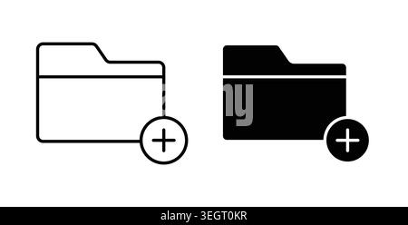 Add folder icon symbol. Vector illustration pack in black color. Stock Vector