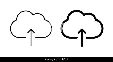 Cloud upload icon symbol. Vector illustration pack in black color. Stock Vector