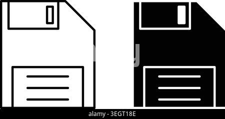 Floppy disk icon symbol. Vector illustration pack in black color. Stock Vector