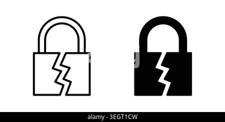 Broken lock icon vector template set in black Stock Vector